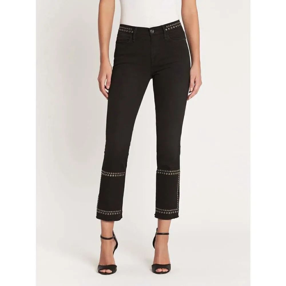 ✨FRAME DENIM LE HIGH STRAIGHT BAND STUD BLACK SZ 27 JEANS✨